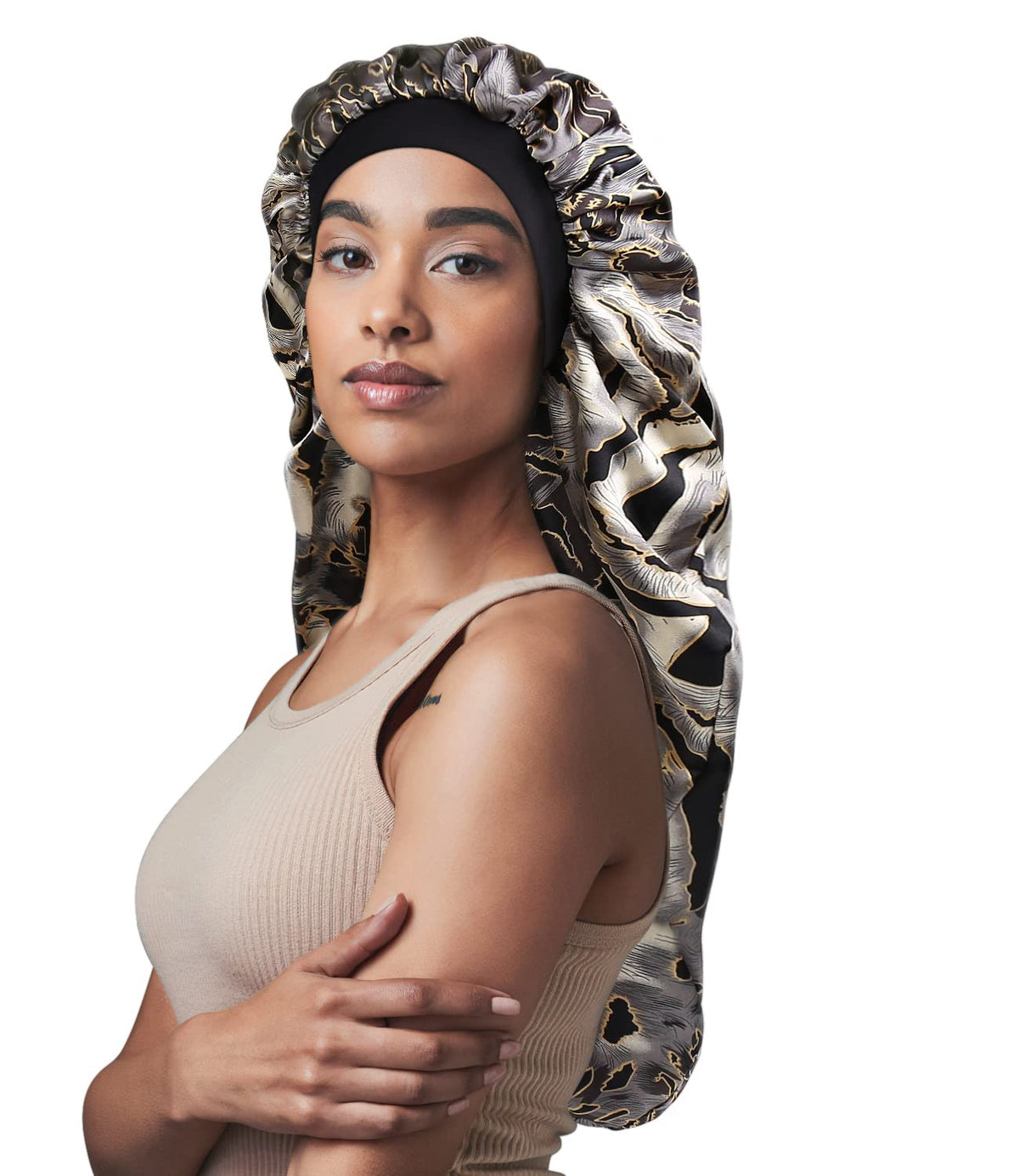 Long Braids Satin Bonnet Jumbo Sleep Cap to Protect Hair Black