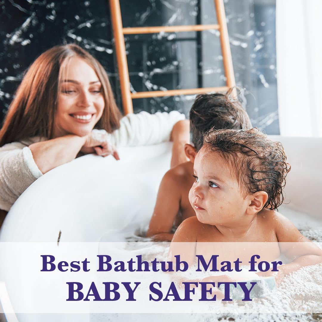 Epica Bathtub Mat Non Slip, Rubber Bath Mat for Kids, Baby, Pet, 16 x 28