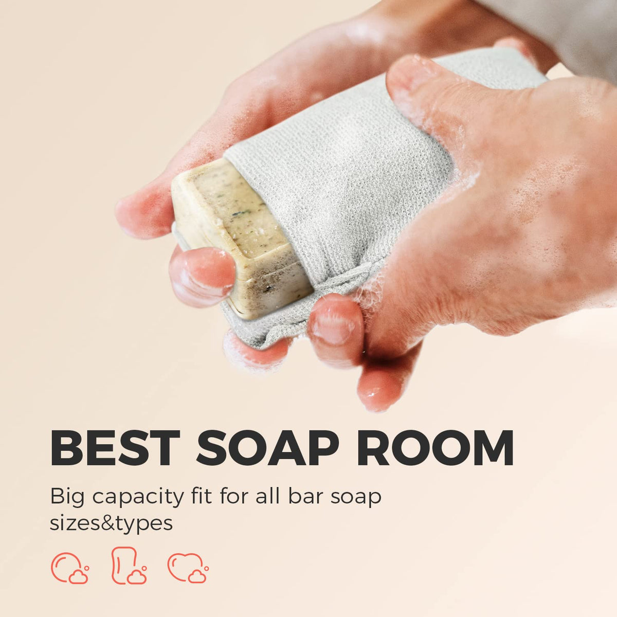 ZOMCHI Soap Bag for Soap Bars, Bar Soap Pouch, Gentle & Rough, 2 Pack