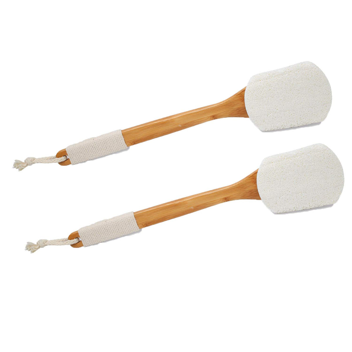 Leotruny 100% Natural Exfoliating Loofah with Long Wooden Handle