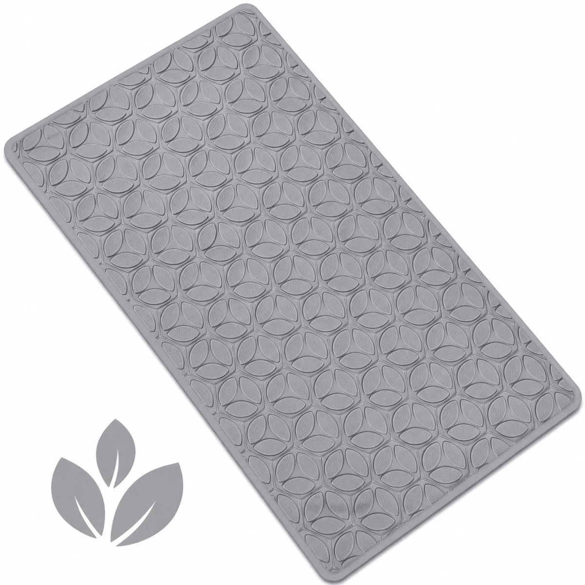 Non-Slip Rubber Bathtub Mat with Suction Cups, 16 × 28 Inch (White)