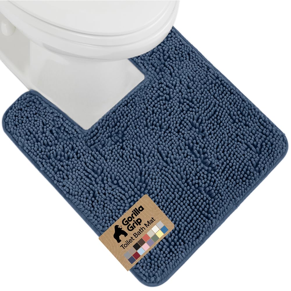 GORILLA GRIP Bath Rug Mat for Bathroom, Absorbent Chenille, 30x20 Gray