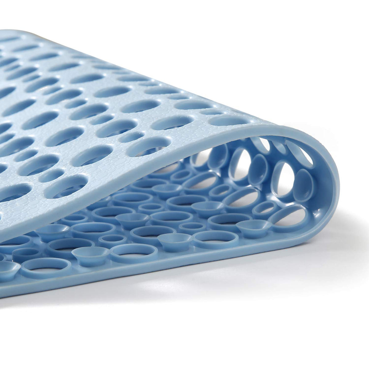 Nonslip Bathtub Mat Extra Soft TPE Bath Mat for Kids, Machine Washable Bathroom Shower Mat, Smooth/Non-Textured Tubs Only, 30L x 17W Inch (Blue)