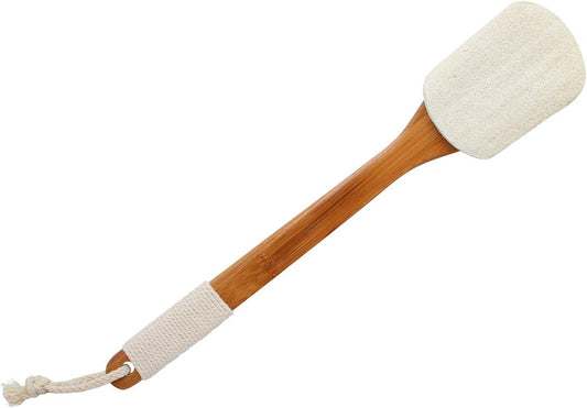 Leotruny 100% Natural Exfoliating Loofah with Long Wooden Handle