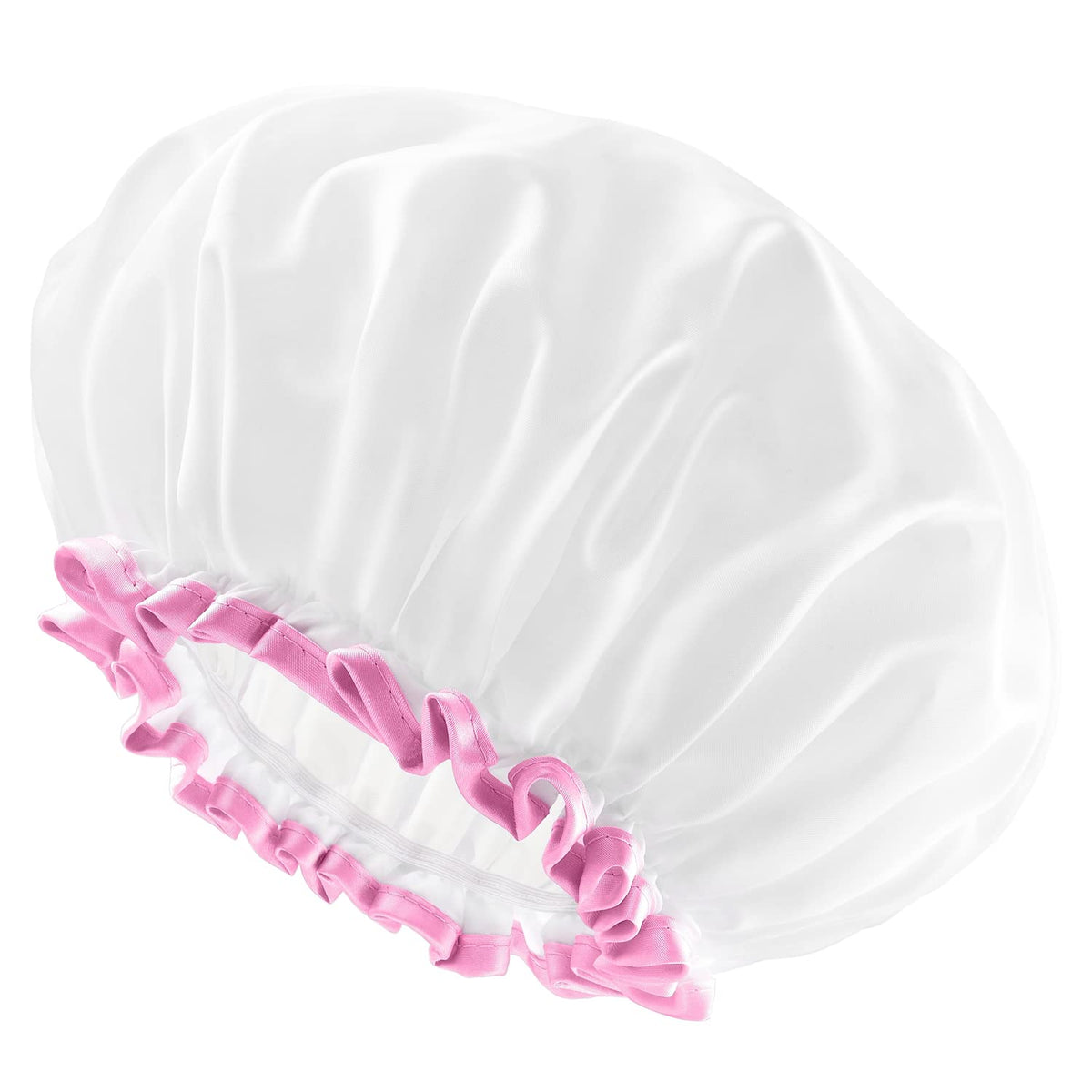 mikimini White Shower Caps for Women Long Hair, Large & Reusable, 2 Pcs