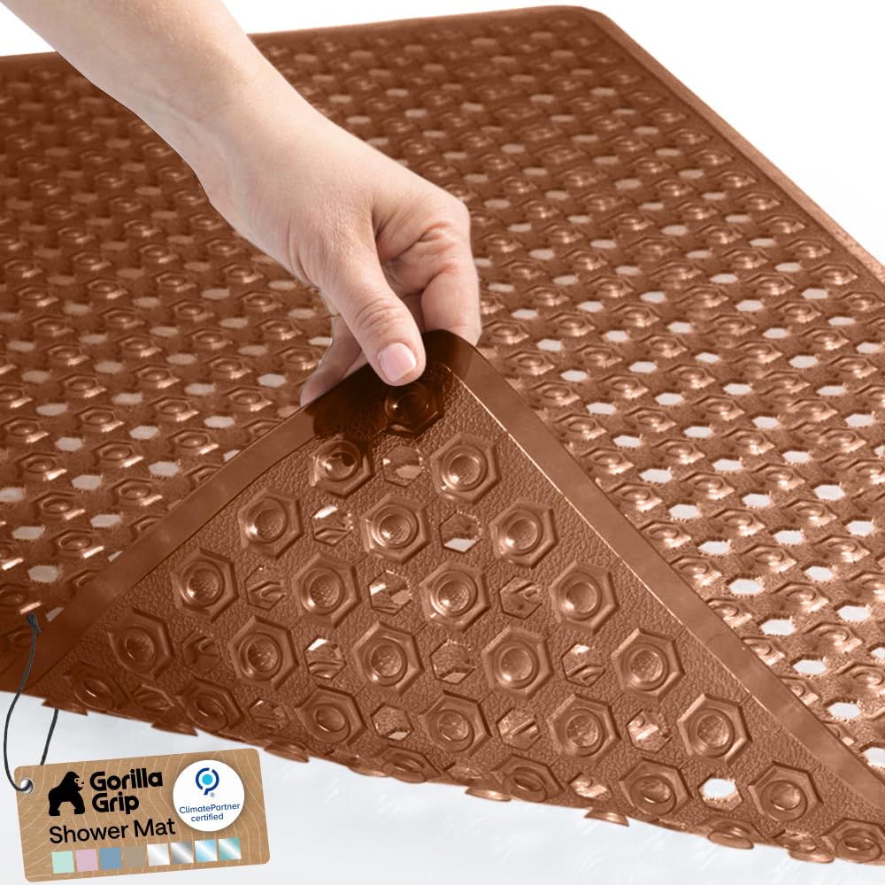 GORILLA GRIP Bath Tub Shower Mat, Bathtub Floor Liner, 35x16 Beige