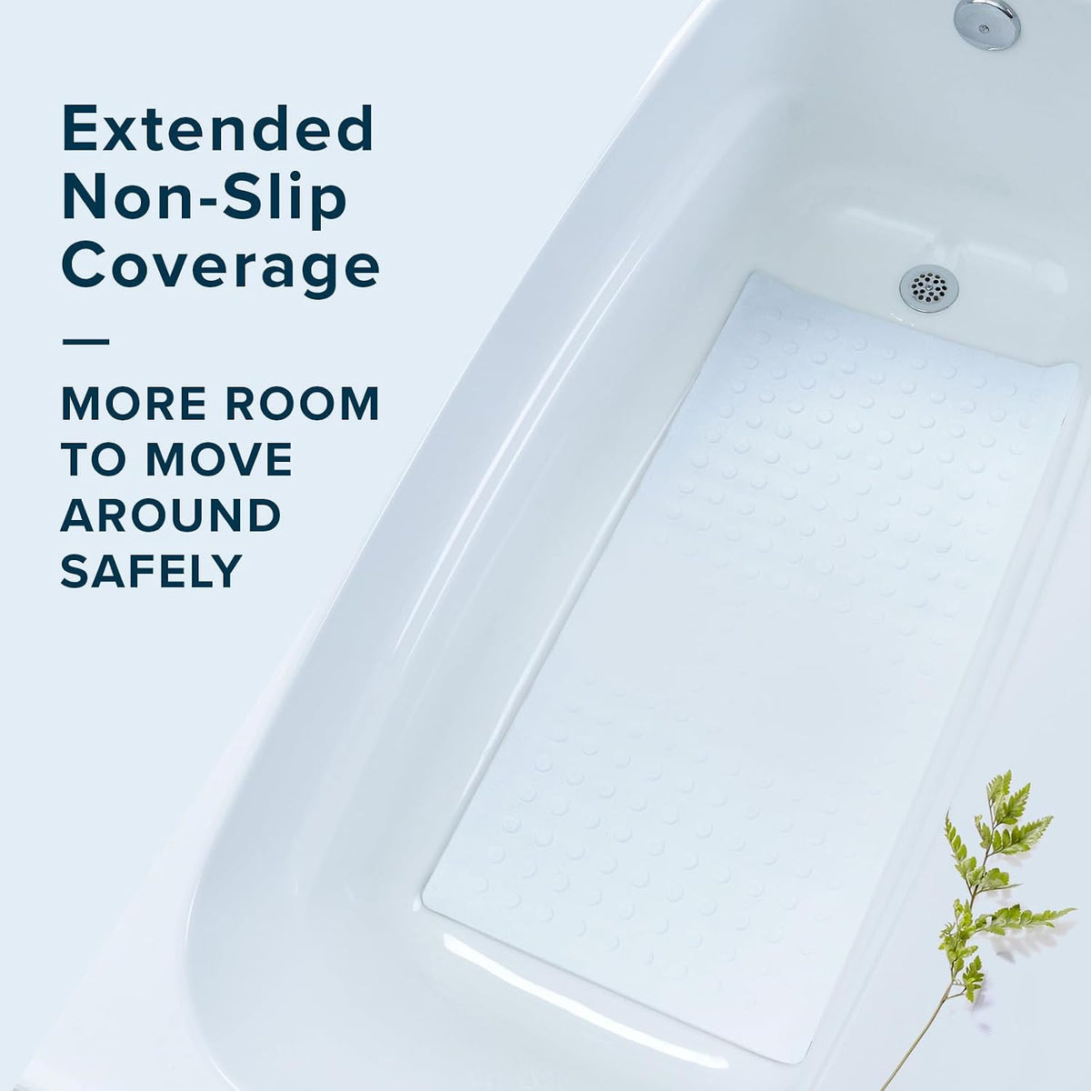 SlipX Solutions Natural Rubber Non Slip Bath Mat for Tub, 18x36, White