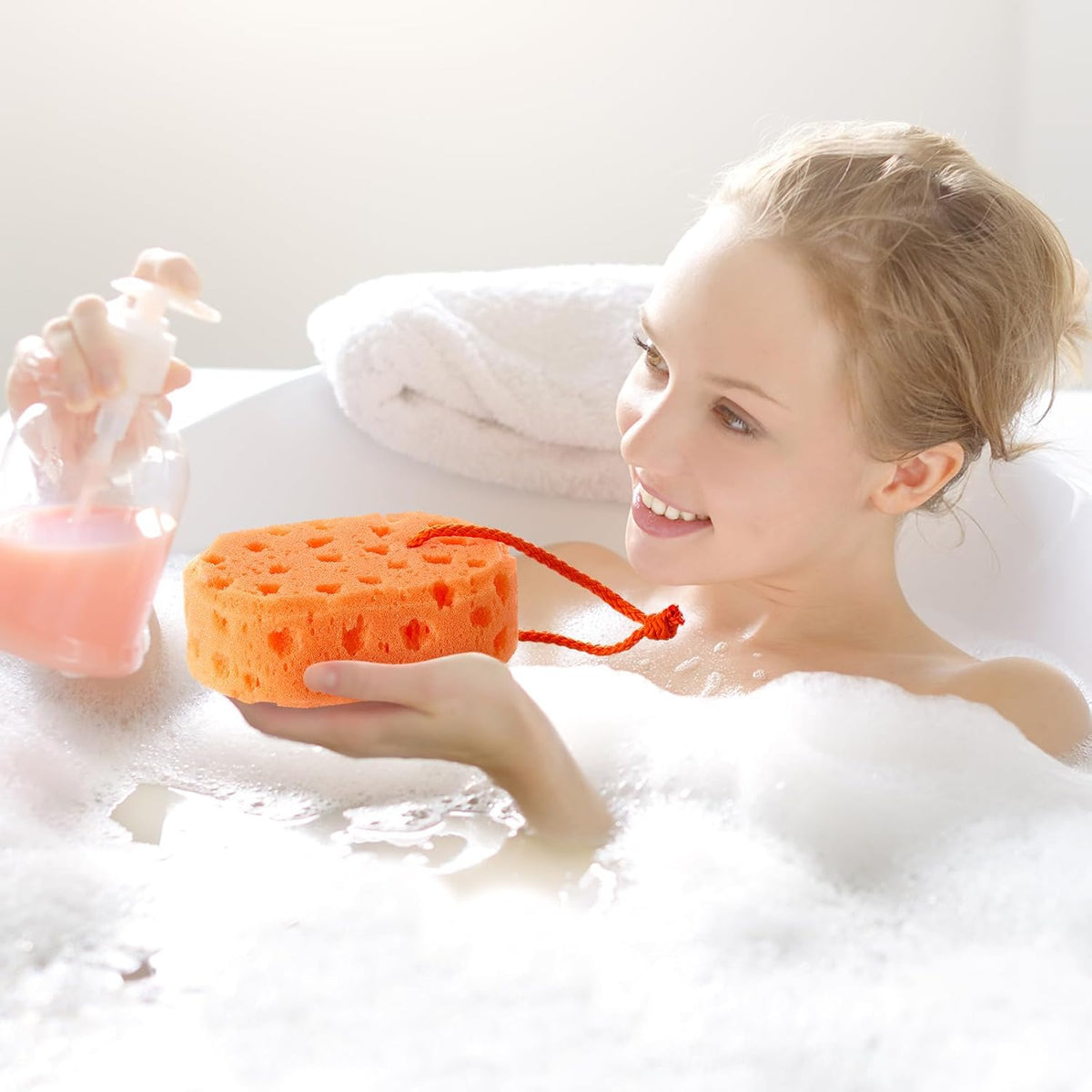 Boao 5 Pieces Soft Bath Sponge Shower Natural Gentle, Vibrant Color