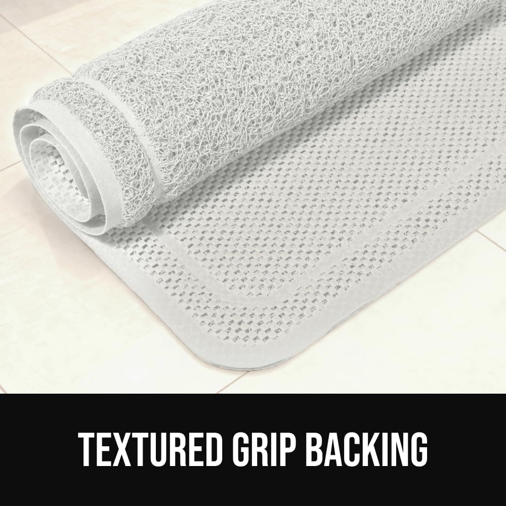 GORILLA GRIP Exfoliating Bath and Shower Mat, Textured Backing, 24x16 White
