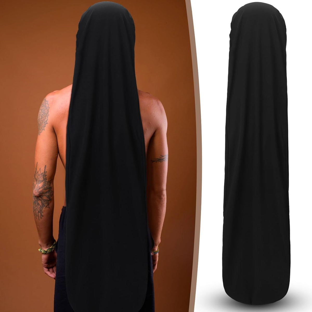 Twistover 2 Jumbo Dreadlock Cap Wrap for Dreads,Black,Black,50 Inches