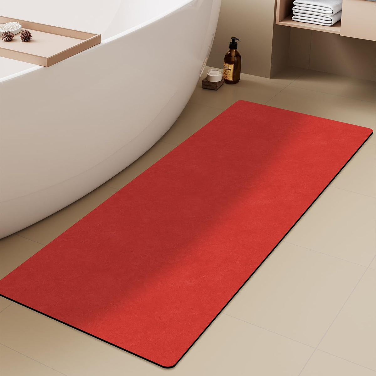 TYUU Thin Bath Mat, Small Bathroom Rugs Non Slip Washable, 16x24 Dark Grey