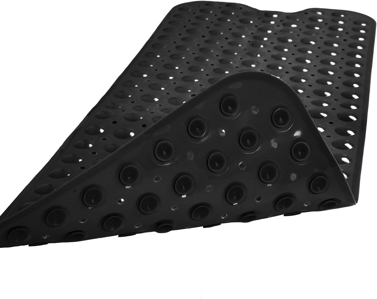 Extra Long Non-Slip Bathtub Shower Mat, 39 x 16 Inch Black Bath Mat