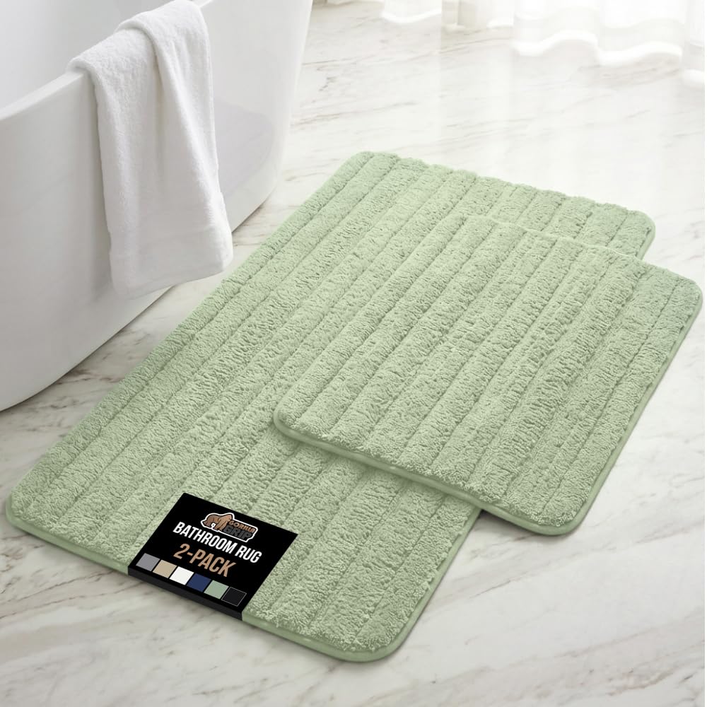 GORILLA GRIP Memory Foam Bathroom Rugs, Absorbent Bath Mat, 24x16 Navy
