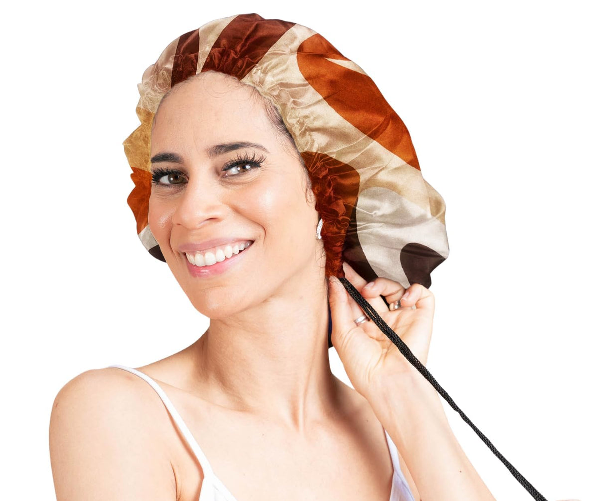 Glow By Daye Satin Bonnet, Double-Layered and Adjustable Satin Sleep Cap, Extra Large, Reversible Navy Classico