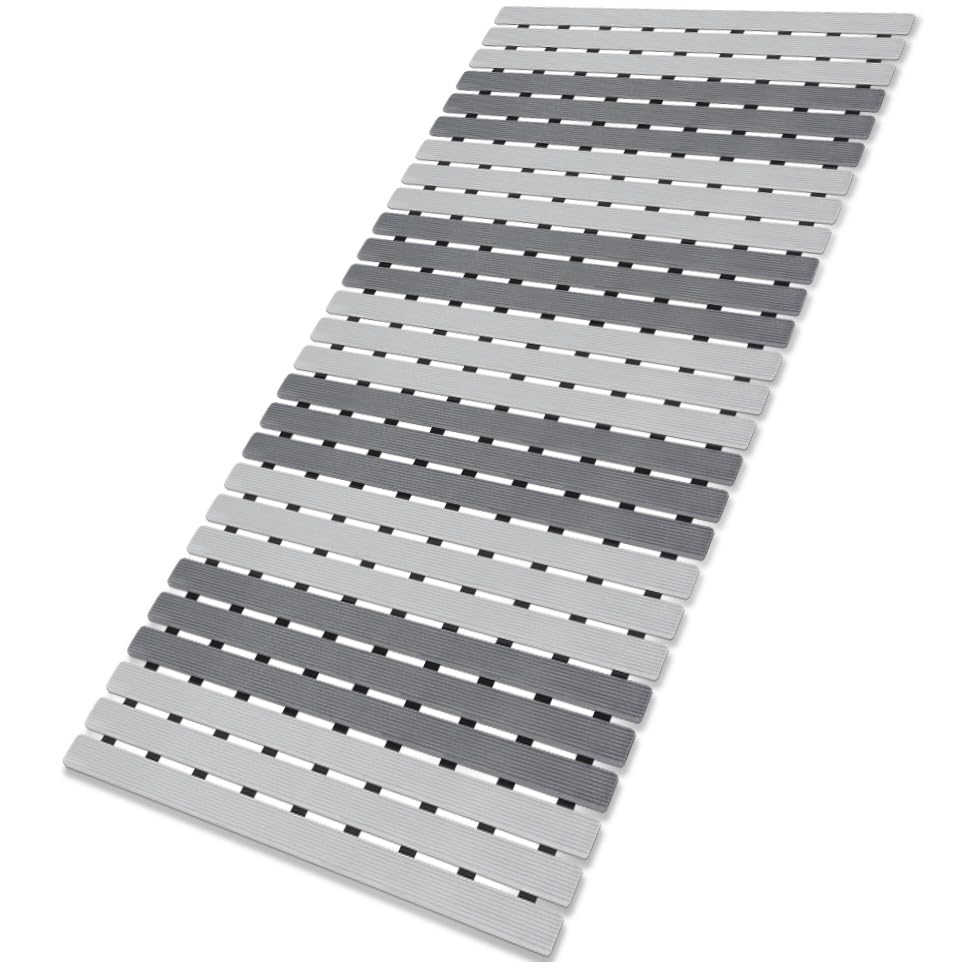 MBOSS Bath Tub Shower Mat Non Slip Bathtub Mats for Bathroom Shower Floor Mat Bath Mats for Shower Tub Anti Slip Shower Mat with Drain Hole and Large Suction Cups (Black, 27.5 X 15.7 Inch)