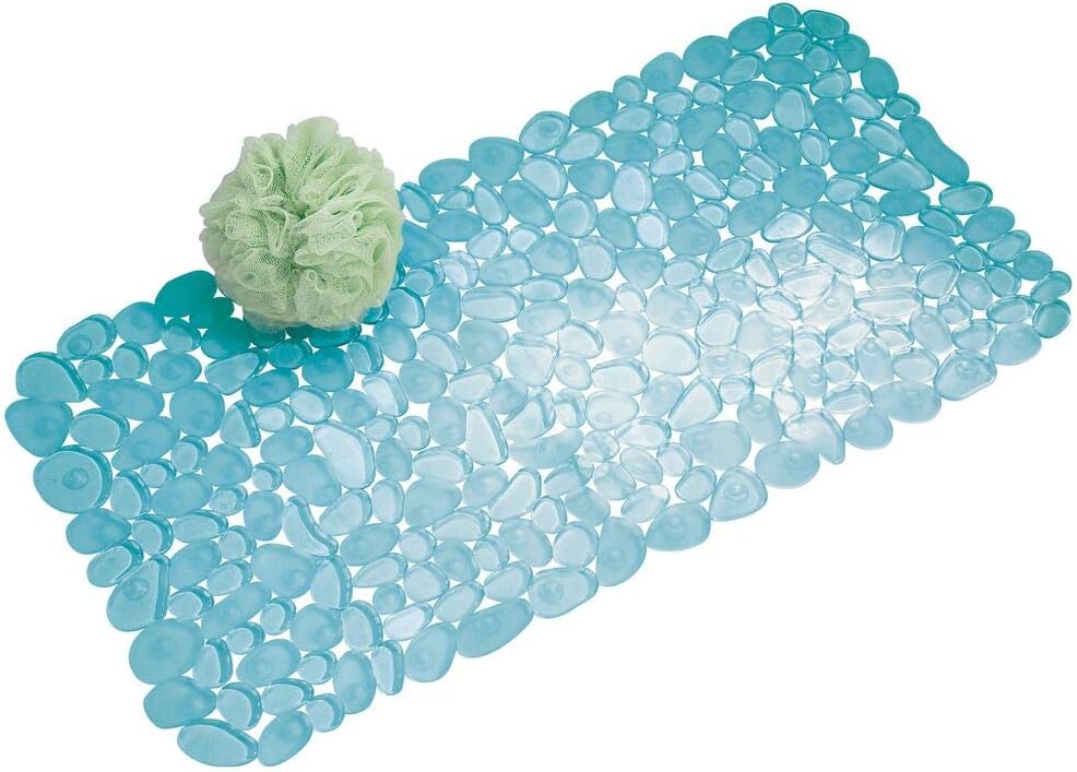 iDesign Pebblz Non-Slip Suction Bath Mat, Green, 26" x 13.5"