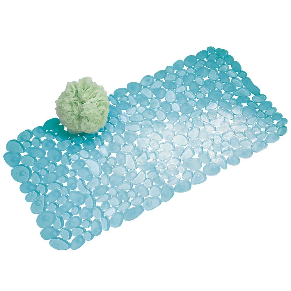 iDesign Pebblz Non-Slip Suction Bath Mat, Green, 26" x 13.5"