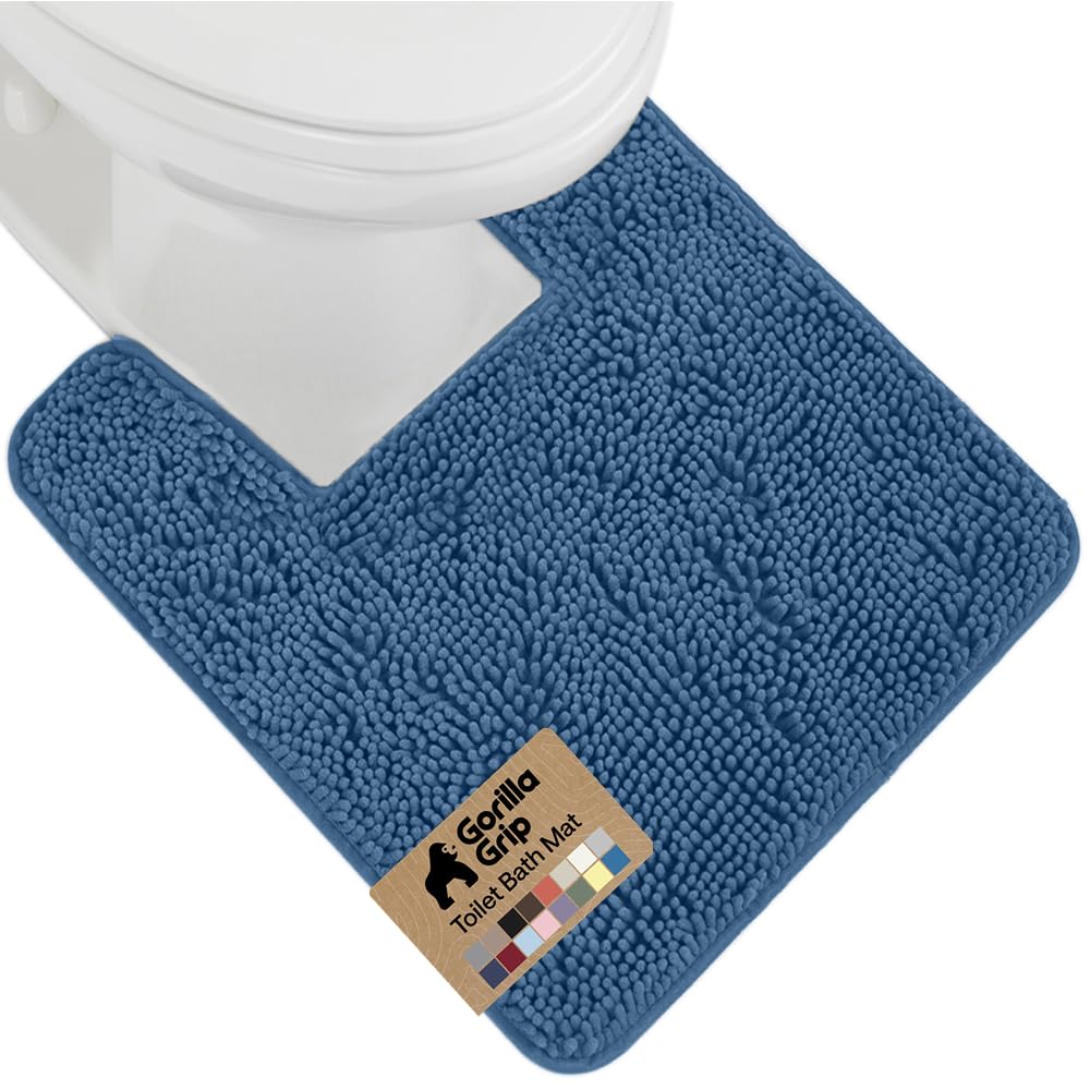 GORILLA GRIP Bath Rug Mat for Bathroom, Absorbent Chenille, 30x20 Gray
