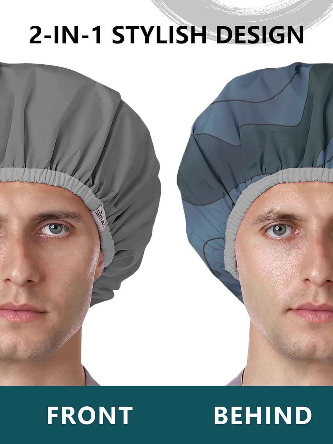 Years calm Men Shower Cap Reusable Waterproof, Dual-Layer Hair Cap Disguise