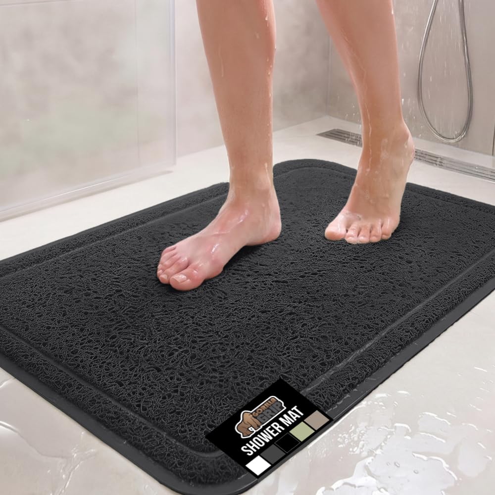GORILLA GRIP Exfoliating Bath and Shower Mat, Textured Backing, 24x16 White
