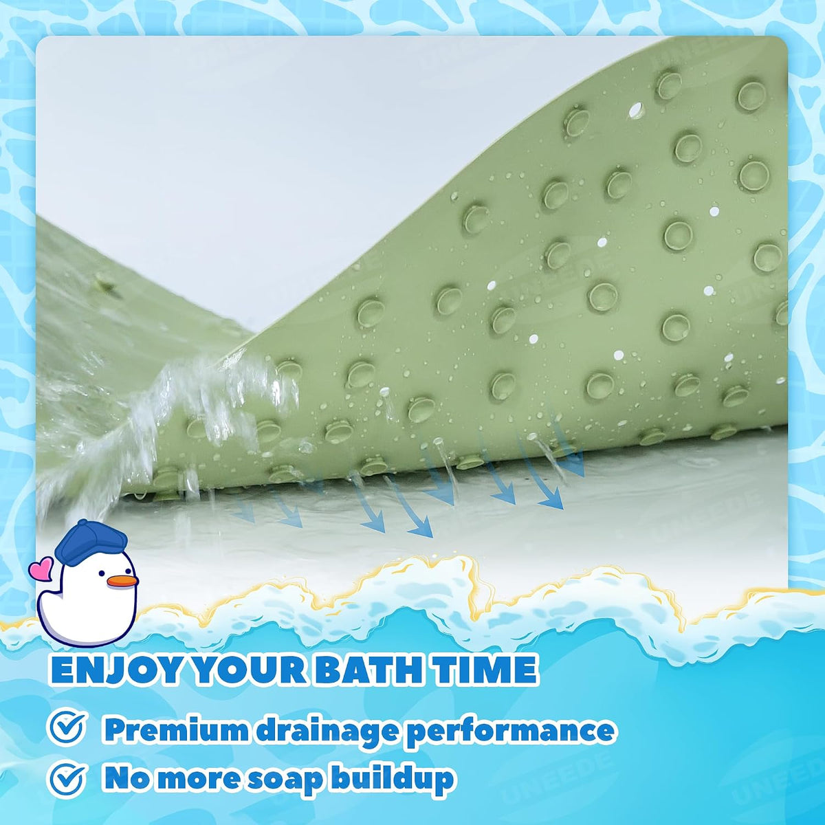 UNEEDE Kids Bathtub Mat Non Slip, Soft Rubber Shower Mat for Toddler
