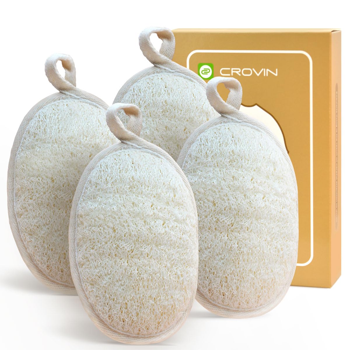 Natural Loofah Exfoliating Body Scrubber, Shower Loofah Sponge Pack