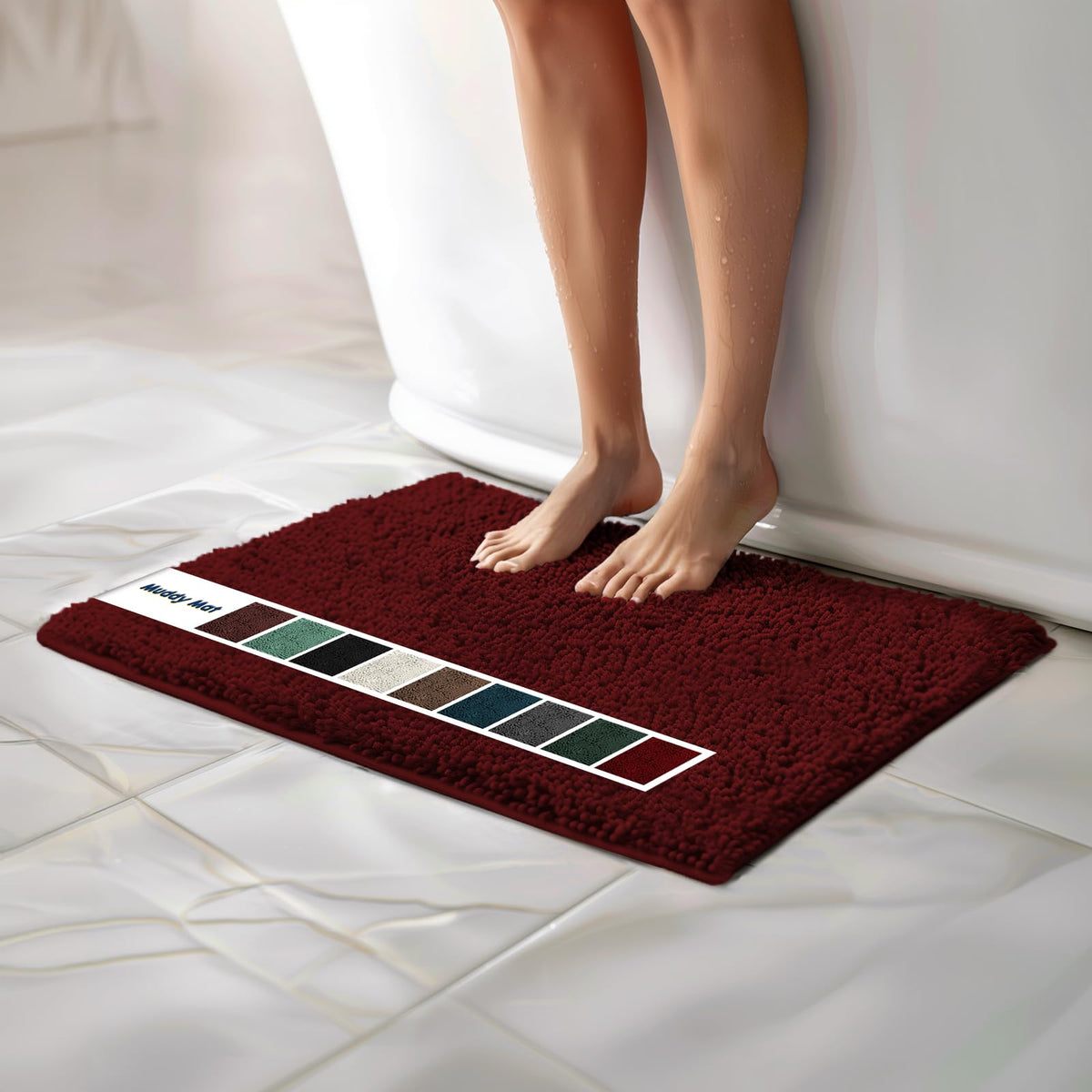 Muddy Mat Chenille Bathroom Rugs Quick Dry Microfiber Mats Non Slip Washable, Extra Thick, Soft and Highly Absorbent Bath Mats for Bathroom, Kitchen, and Shower Floor - Grey Medium 30"X19"