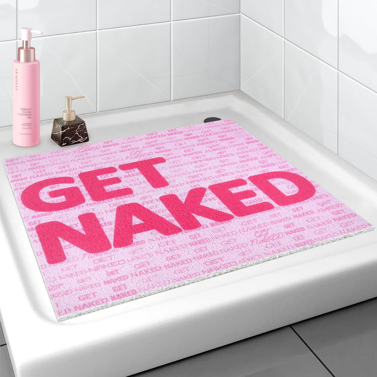 Shower Mat Non-Slip, Soft Comfort Bath Mat with Drainage Holes, PVC Loofah Massage Bathtub Mat for Shower, Tub, Bathroom, Wet Areas, Quick Drying