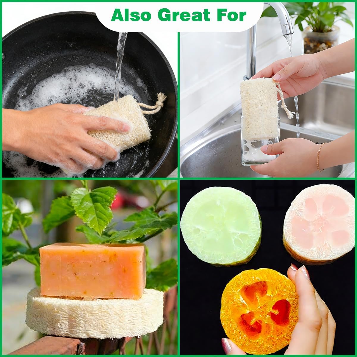 Natural Loofah Sponge, Organic Luffa Body Scrubber Bath Exfoliating, 4 inch