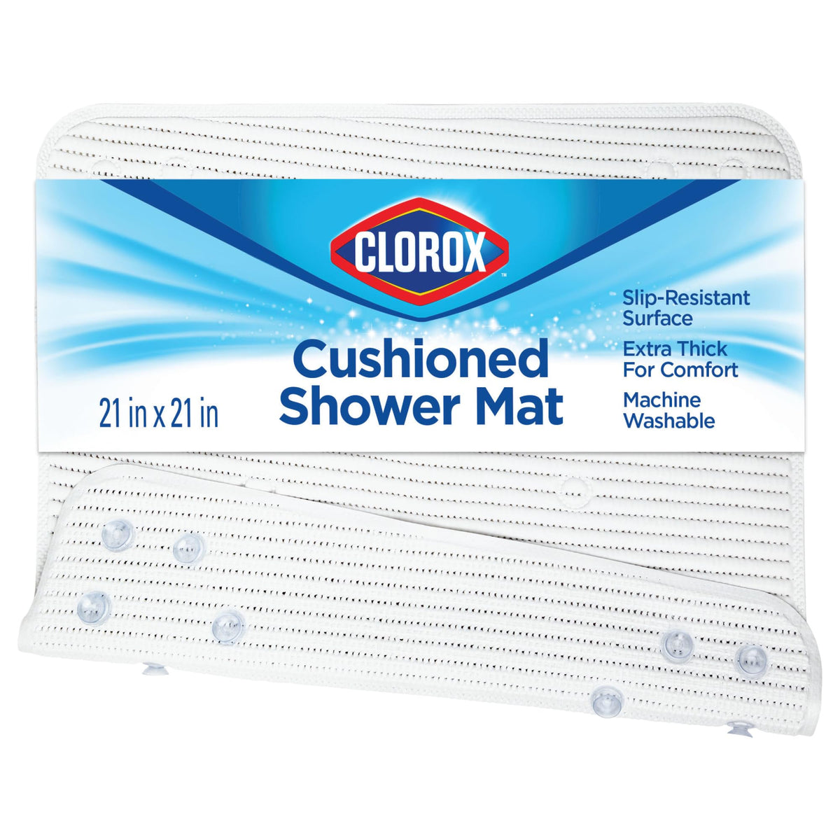 Clorox by Duck Cushioned Foam Bath Mat for Tubs, 17 In. x 36 In, White