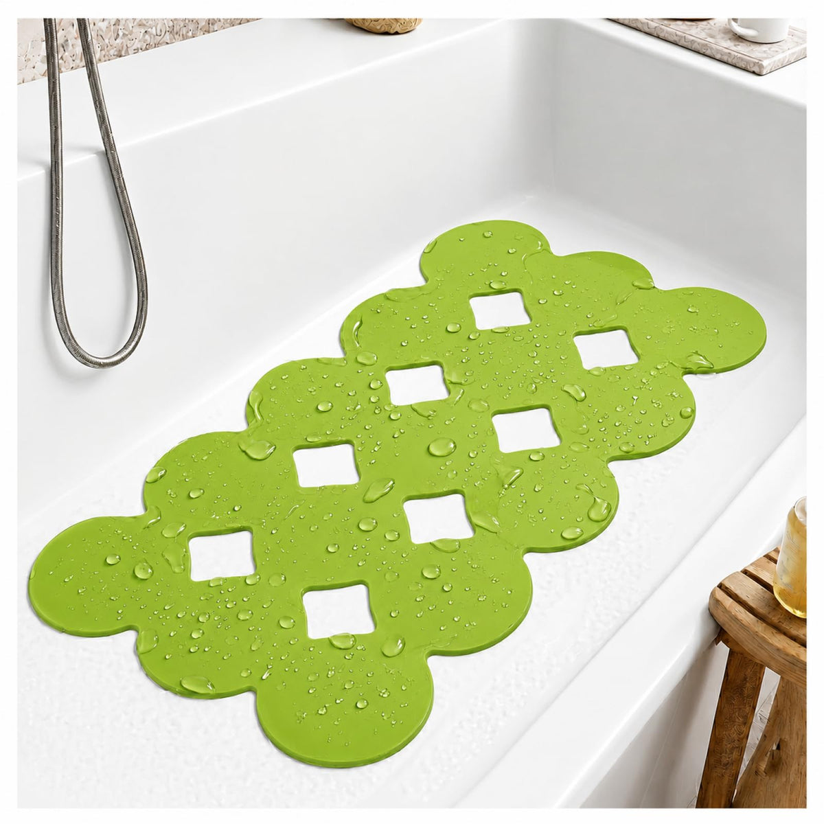 Webos Patented Non Slip Bathtub Mat Shower Bath Mats with Strong Suction Cups Superior Grip&Drainage Soft Heavy Duty Natural Rubber Bath Mat for Inside The tub (White, 28x16 inch)