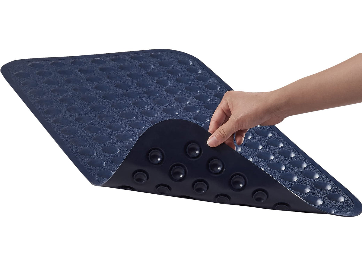 Yanzifly Bathtub Mat Non Slip Bath Mat for Tub Silicone Soft Bath Tub Mat Non Slip Shower Mats, Suction Cups Bath Tub Anti Slip Matt for Familu Use, Machine Washable - Navy Blue