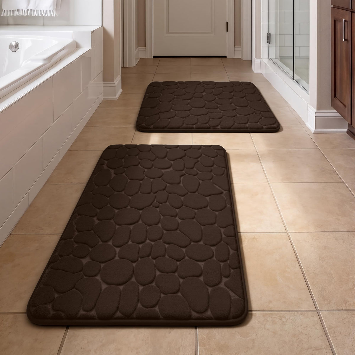 YIHOUSE Bathroom Mat Rug, Memory Foam Bath Mat, Non-Slip Bathroom Floor Mats, Cobblestone Bath Mats Absorbent Bath Rugs Washable Quick Dry (17x24,Dark Gray)