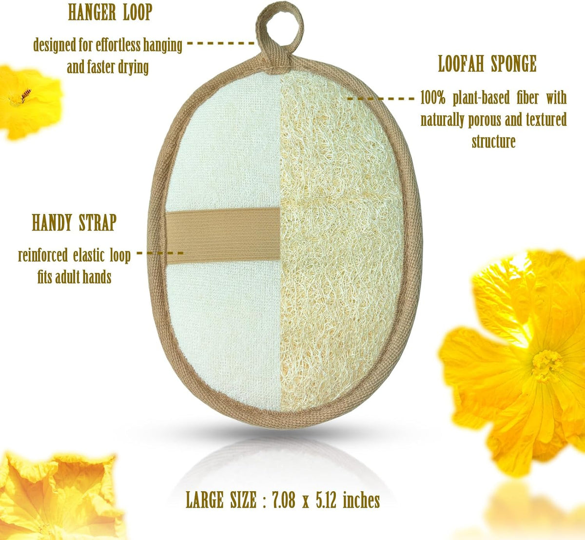 Natural Loofah Sponge, 2 PCS Eco-Friendly Egyptian Luffa Sponge