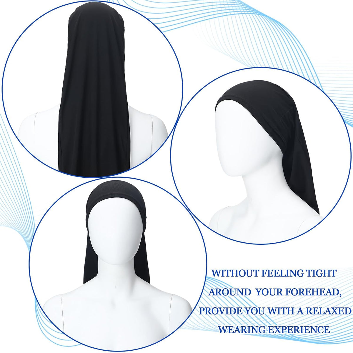 Twistover 2 Jumbo Dreadlock Cap Wrap for Dreads,Black,Black,50 Inches