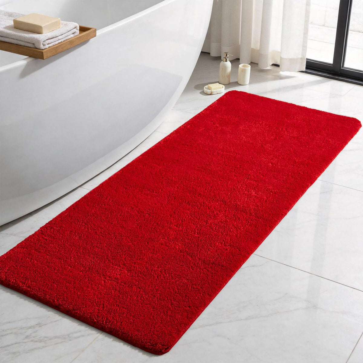 TYUU Black Bathroom Rug, Ultra Soft Bath Rugs Non Slip Washable, Super Absorbent Quick Dry Small Bath Mat with Rubber Backing for Bathroom Floor, Shower, or Sink, Black 16" x 24"