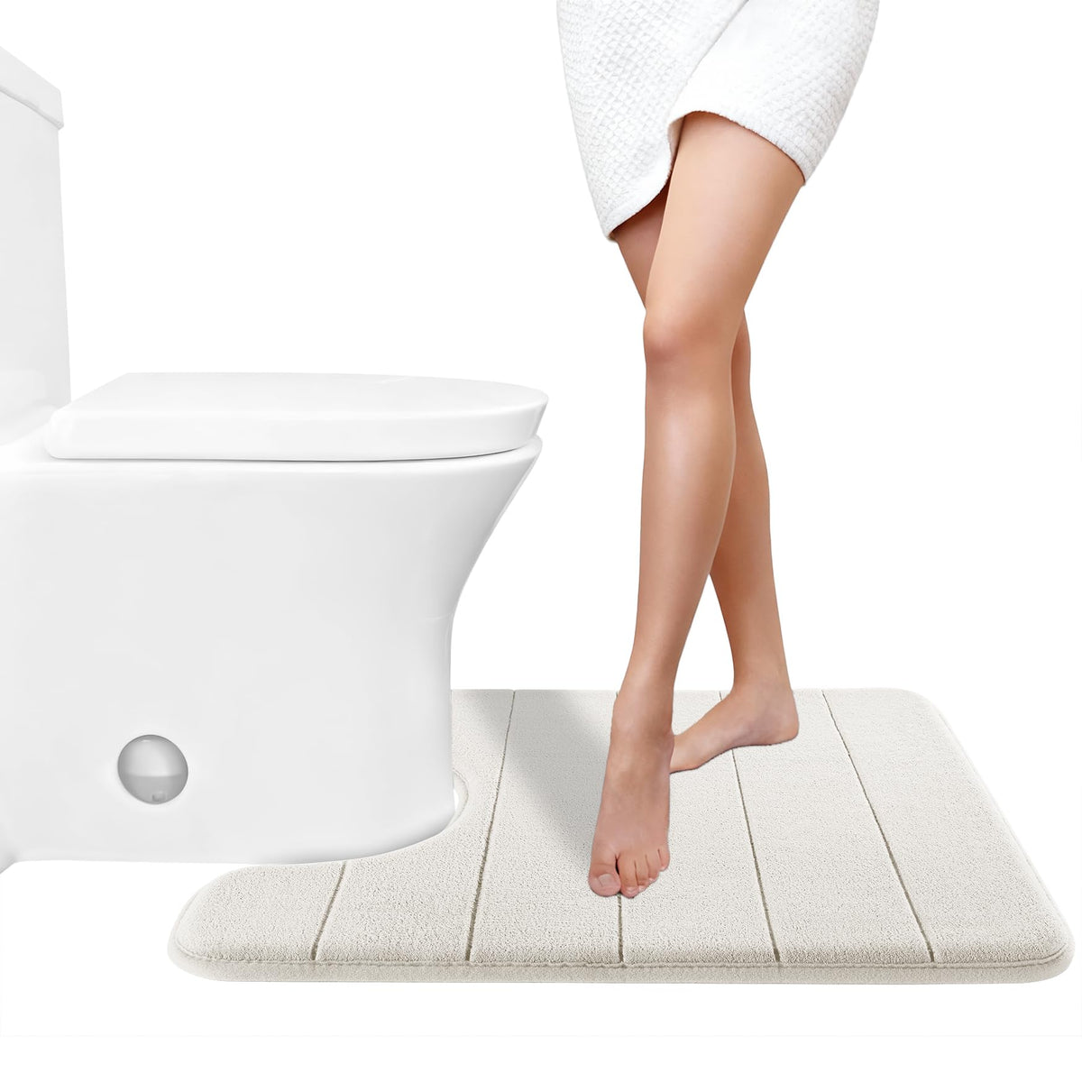 Yimobra Memory Foam Bath Mat, Super Soft Absorbent Bathroom Rug Non Slip 31.5x20 Inch, Quick Dry, Machine Washable Floor Carpet for Tub Shower, Home Decor Accessories, Beige