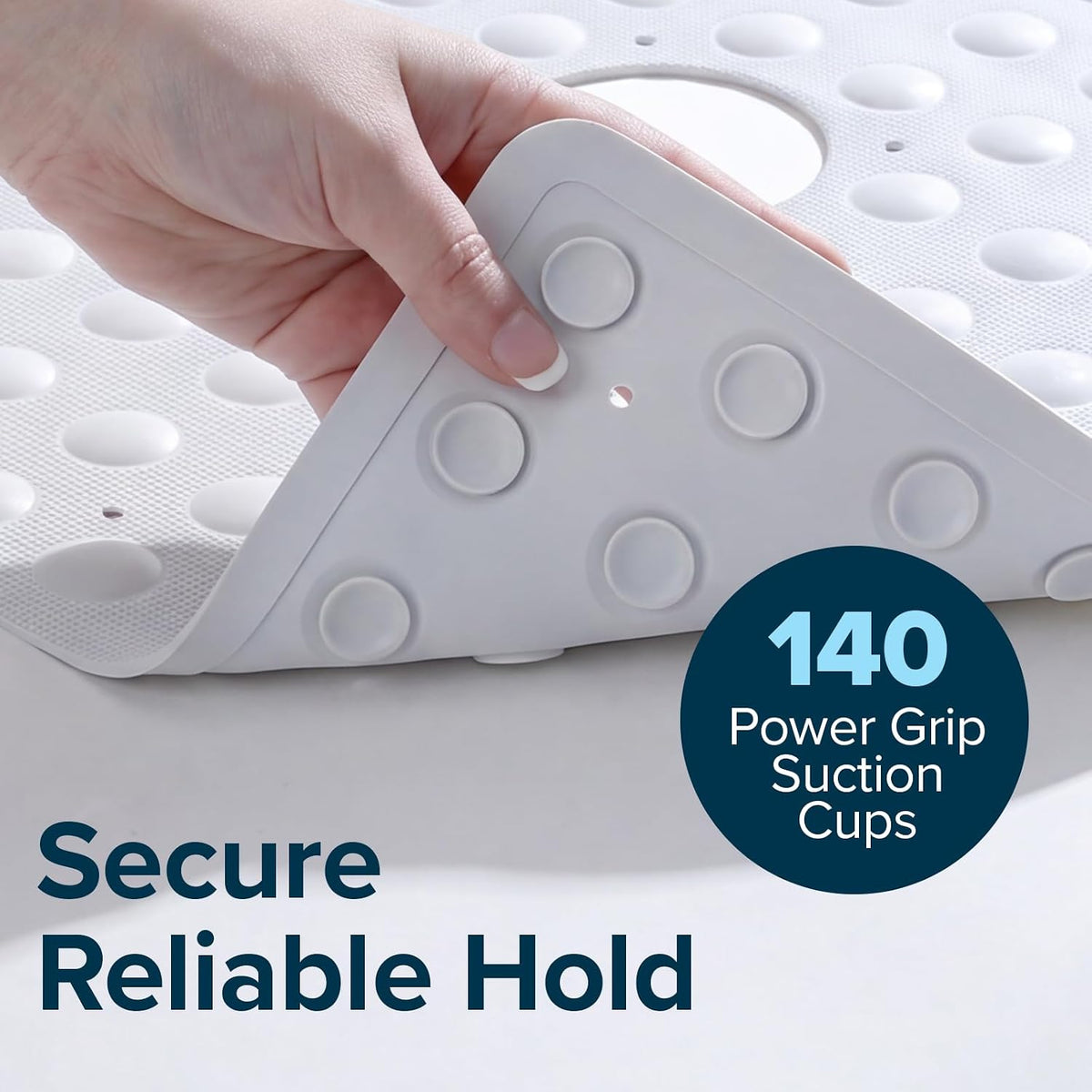 SlipX Solutions 21"x21" Mildew Resistant Non Slip Shower Stall Mat, White