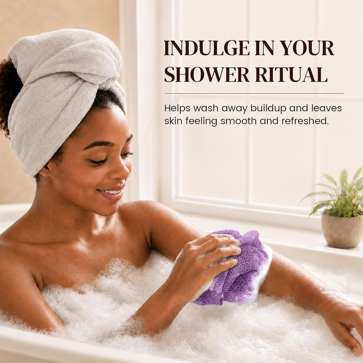 4 Pack African Net Sponge Authentic, Exfoliating Washcloth, Body & Back Scrubber, Better Than Traditional Loofahs, Perfect for Daily Shower & Travel, Pink, Blue, Purple & Green