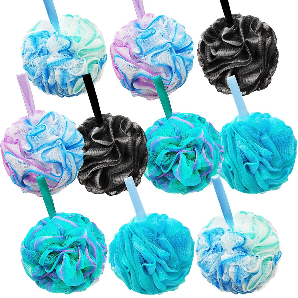 10 Pack of Bath Loofah Shower,Small Size Sponge Pouf Body Scrubber Exfoliator Scrubber Ball,Mesh Bath and Shower Sponge for Kids Women Men Body Wash Bathroom