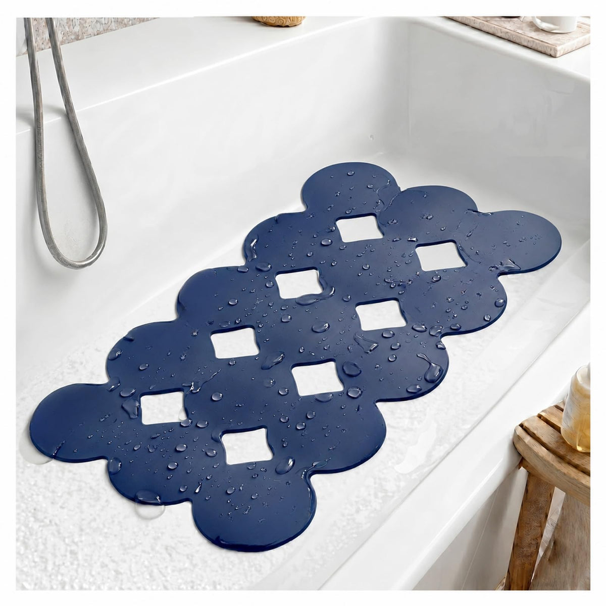 Webos Patented Non Slip Bathtub Mat Shower Bath Mats with Strong Suction Cups Superior Grip&Drainage Soft Heavy Duty Natural Rubber Bath Mat for Inside The tub (White, 28x16 inch)