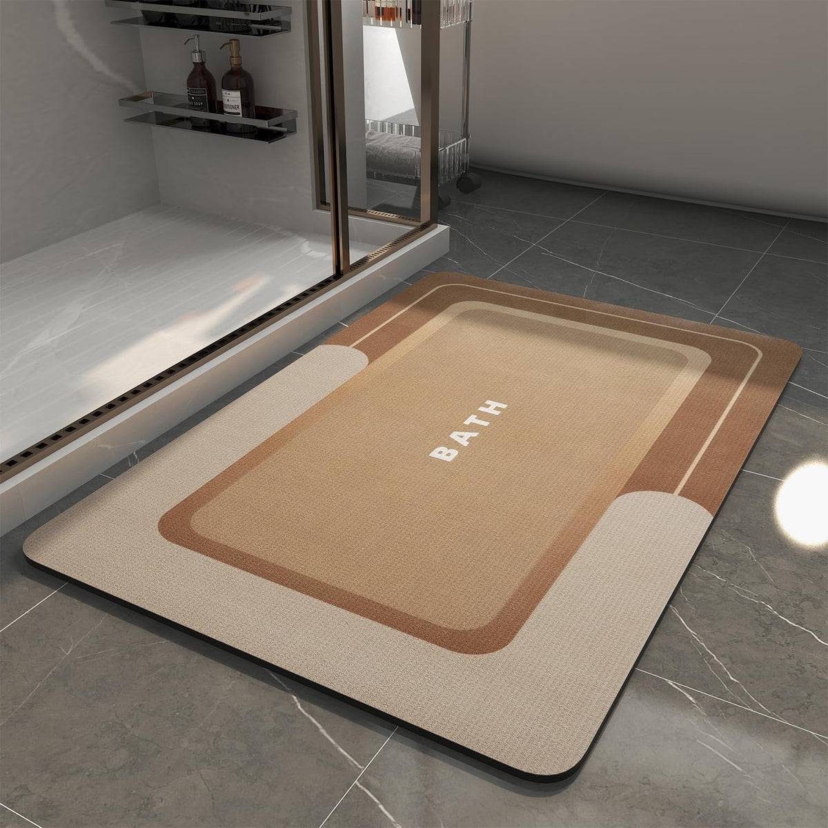 MontVoo-Bath Mat-Bath Mat Rug Non Slip Super Absorbent Stain Resistant Quick Dry Thin Bathroom Rug-Bath Mats for Bathroom Floor Bathtub Vanity-Bathmat Bath Rug Easy Care-17"x27" Darkgrey