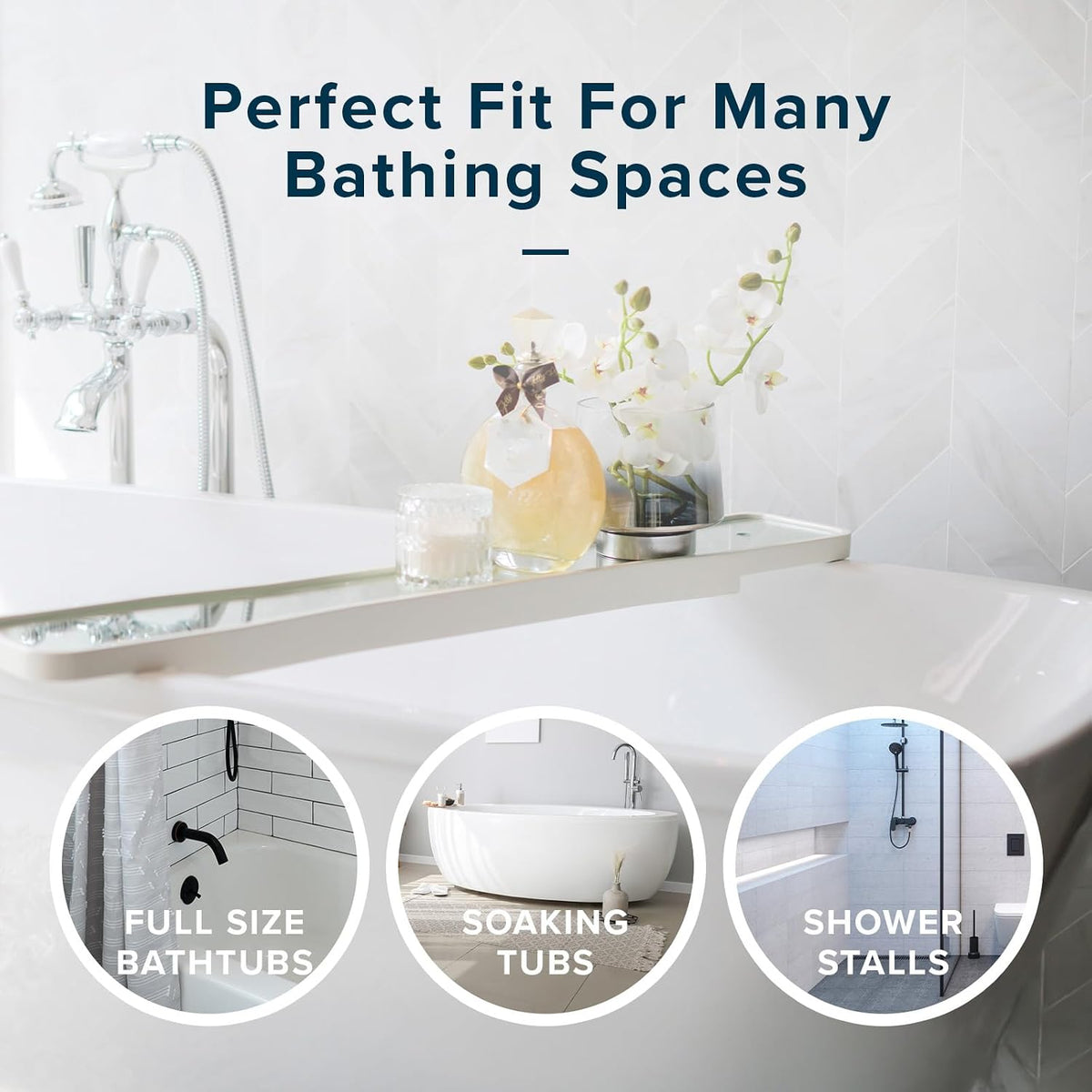 SlipX Solutions Natural Rubber Non Slip Bath Mat for Tub, 18x36, White