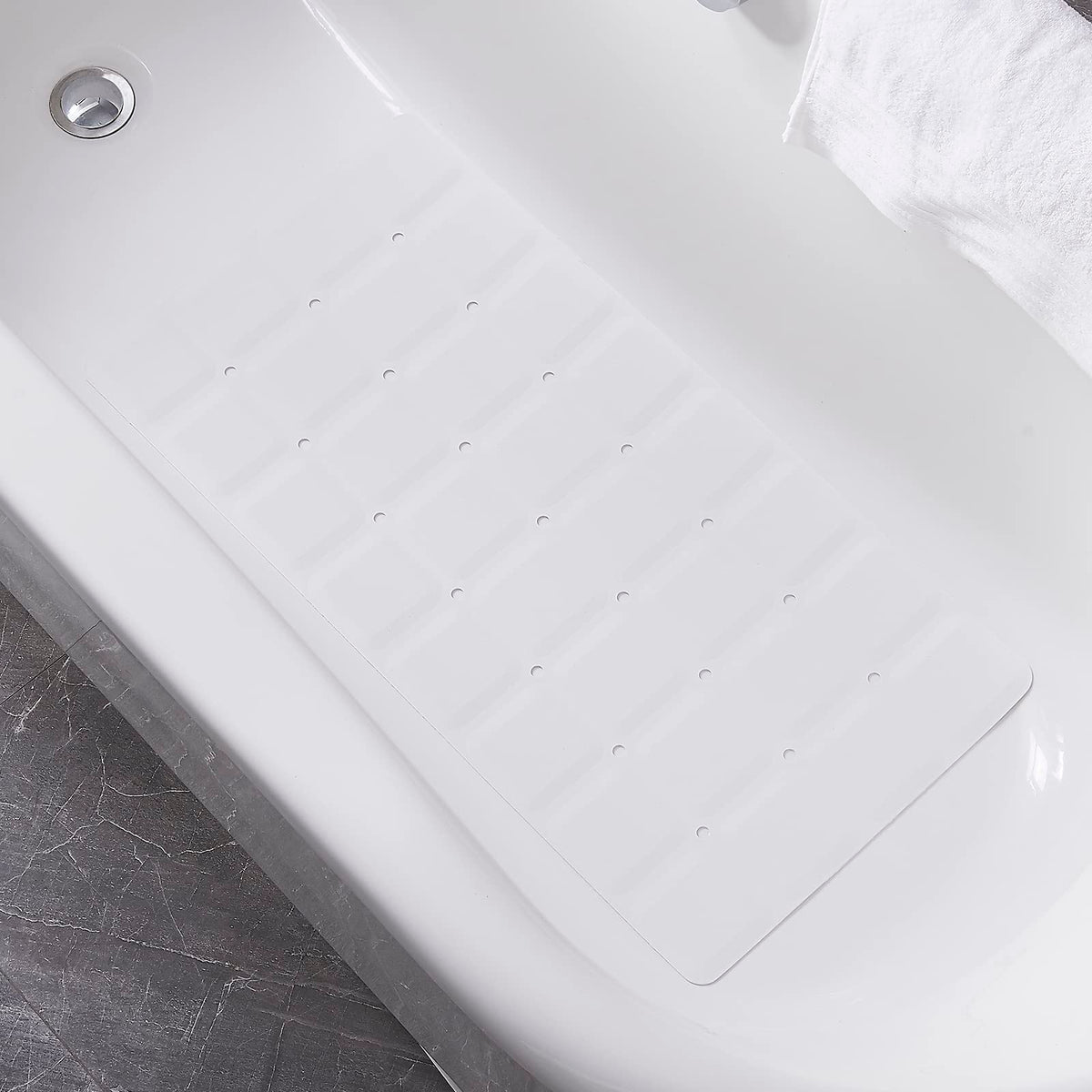 Webos Foldable Non Slip Silicon Bath Mat Bathtub mat no Suction Cups for Textured Tub and Reglazed Tub(Foldable-Beige, 28-inch x 14-inch)