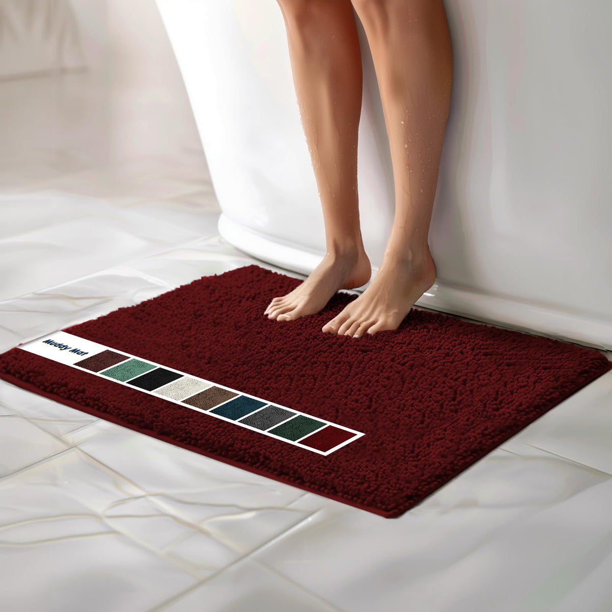 Muddy Mat Chenille Bathroom Rugs Quick Dry Microfiber Mats Non Slip Washable, Extra Thick, Soft and Highly Absorbent Bath Mats for Bathroom, Kitchen, and Shower Floor - Grey Medium 30"X19"
