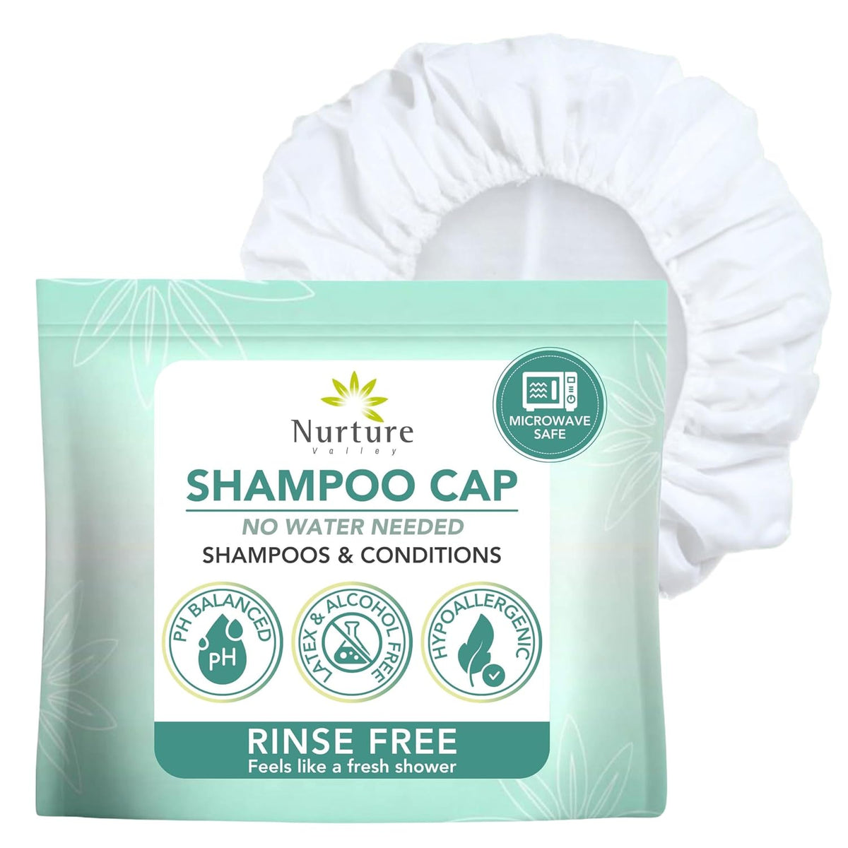 Nurture No Water Rinse Free Shampoo Cap Microwavable Hair Wash Caps 6 Pack