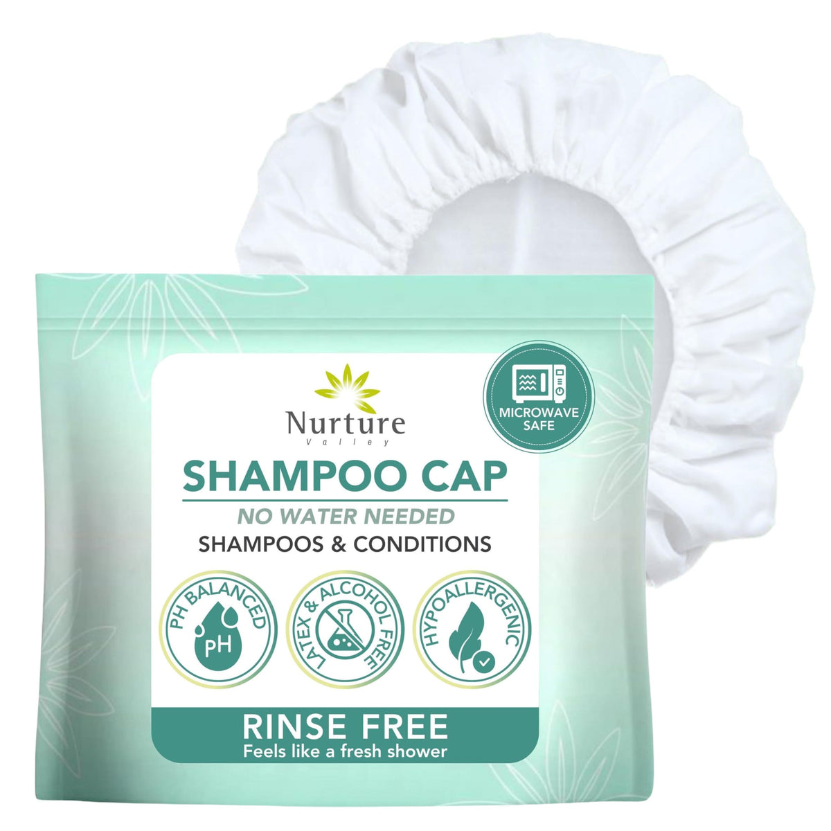 Nurture No Water Rinse Free Shampoo Cap Microwavable Hair Wash Caps 6 Pack