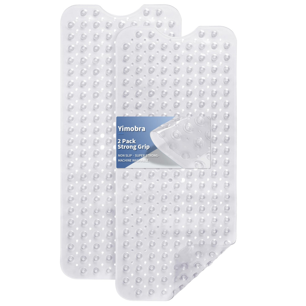 Yimobra White Non Slip Bath Mat for Tub 40x16, Extra Long Bath Tub Mat