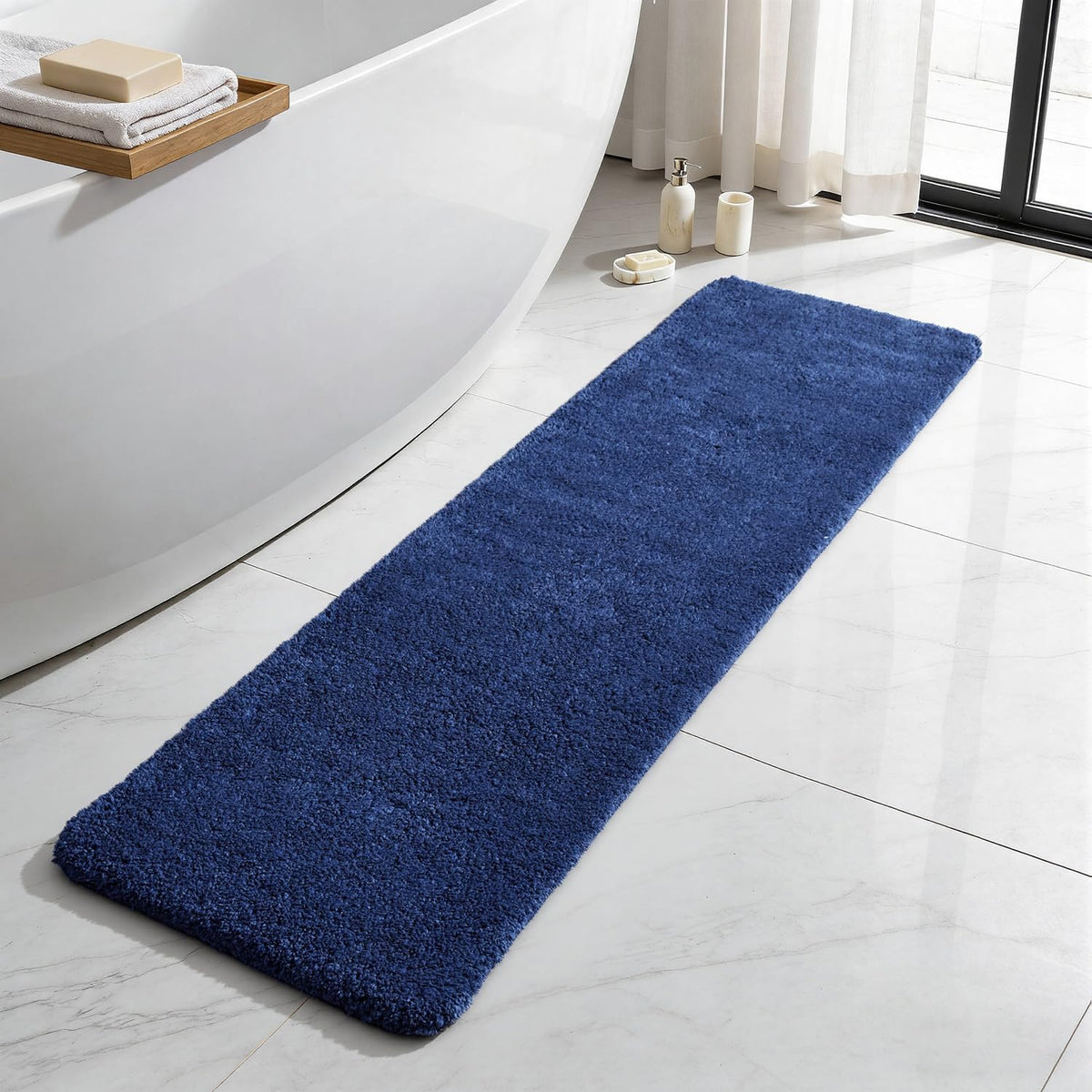 TYUU Black Bathroom Rug, Ultra Soft Bath Rugs Non Slip Washable, Super Absorbent Quick Dry Small Bath Mat with Rubber Backing for Bathroom Floor, Shower, or Sink, Black 16" x 24"
