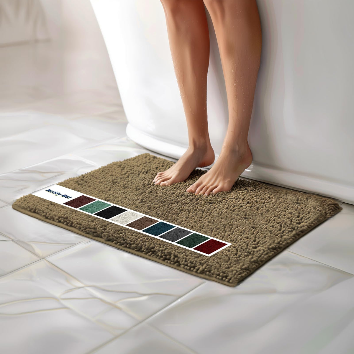 Muddy Mat Chenille Bathroom Rugs Quick Dry Microfiber Mats Non Slip Washable, Extra Thick, Soft and Highly Absorbent Bath Mats for Bathroom, Kitchen, and Shower Floor - Grey Medium 30"X19"
